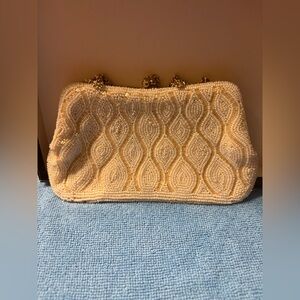 Elegant Cream Beaded Vintage Clutch by Winkleman’s